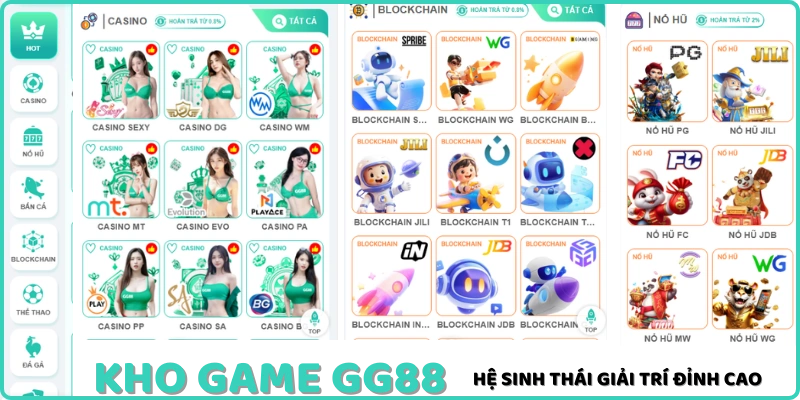 Kho game GG88 với thể thao casino slot đá gà xổ số